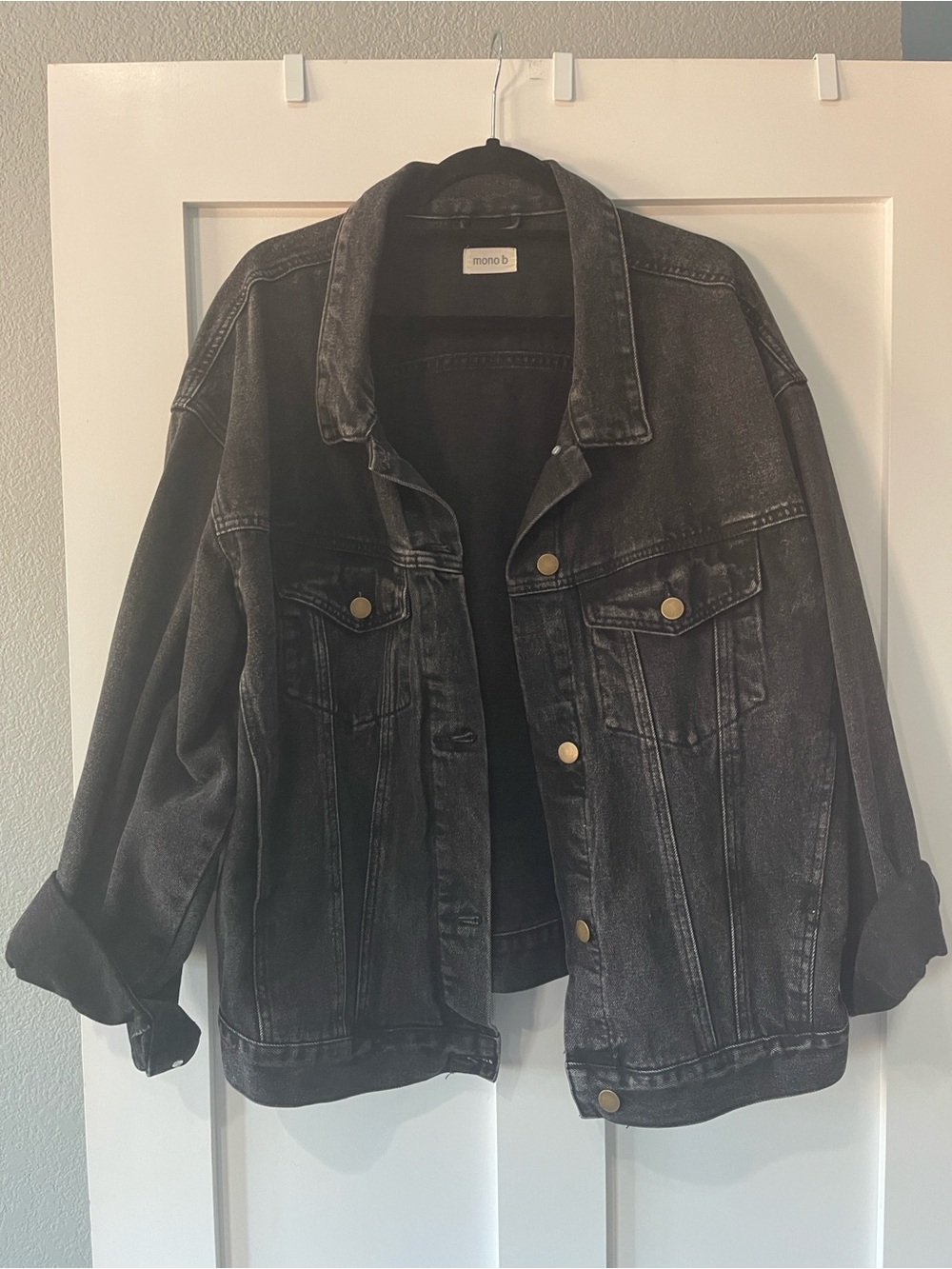 Mono B Women's Washed Black Denim Jacket Size M